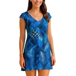 Jams World Dress Size Small Tapa Jungle Blu Vintage Blues Jungle Beach